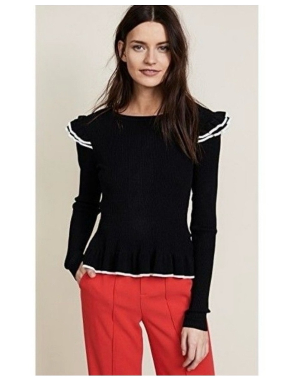 🌺Club Monaco Ruffled Skarlie Ribbed Sweater - Picture 2 of 6